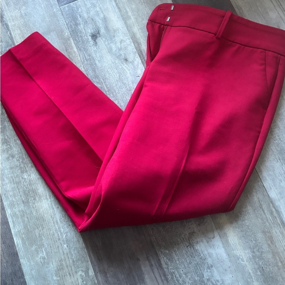 Ann Taylor Pleated Pants Skinny Leg red